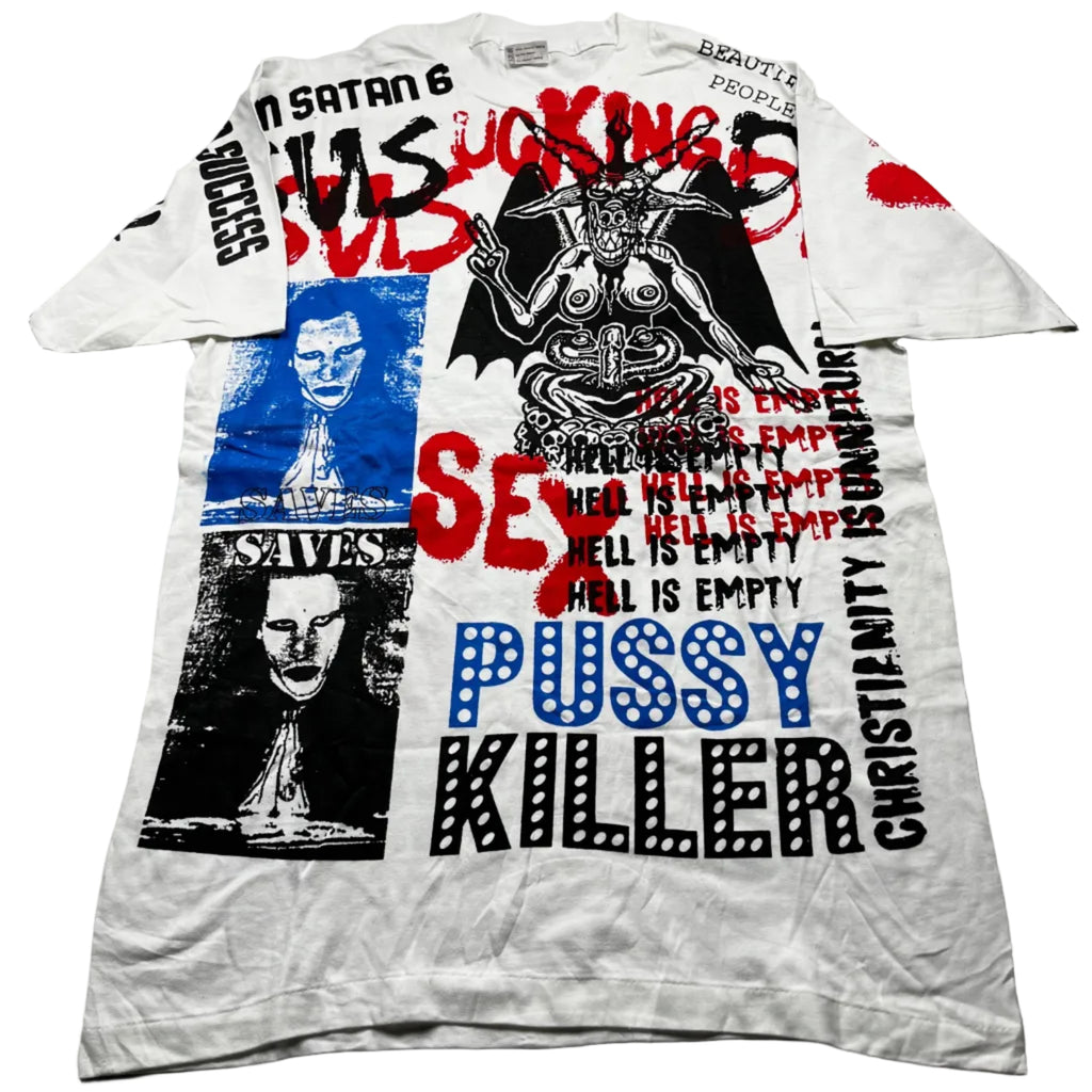Vintage 1990s Marilyn Manson All Over Print Mosquitohead Style Band T-Shirt