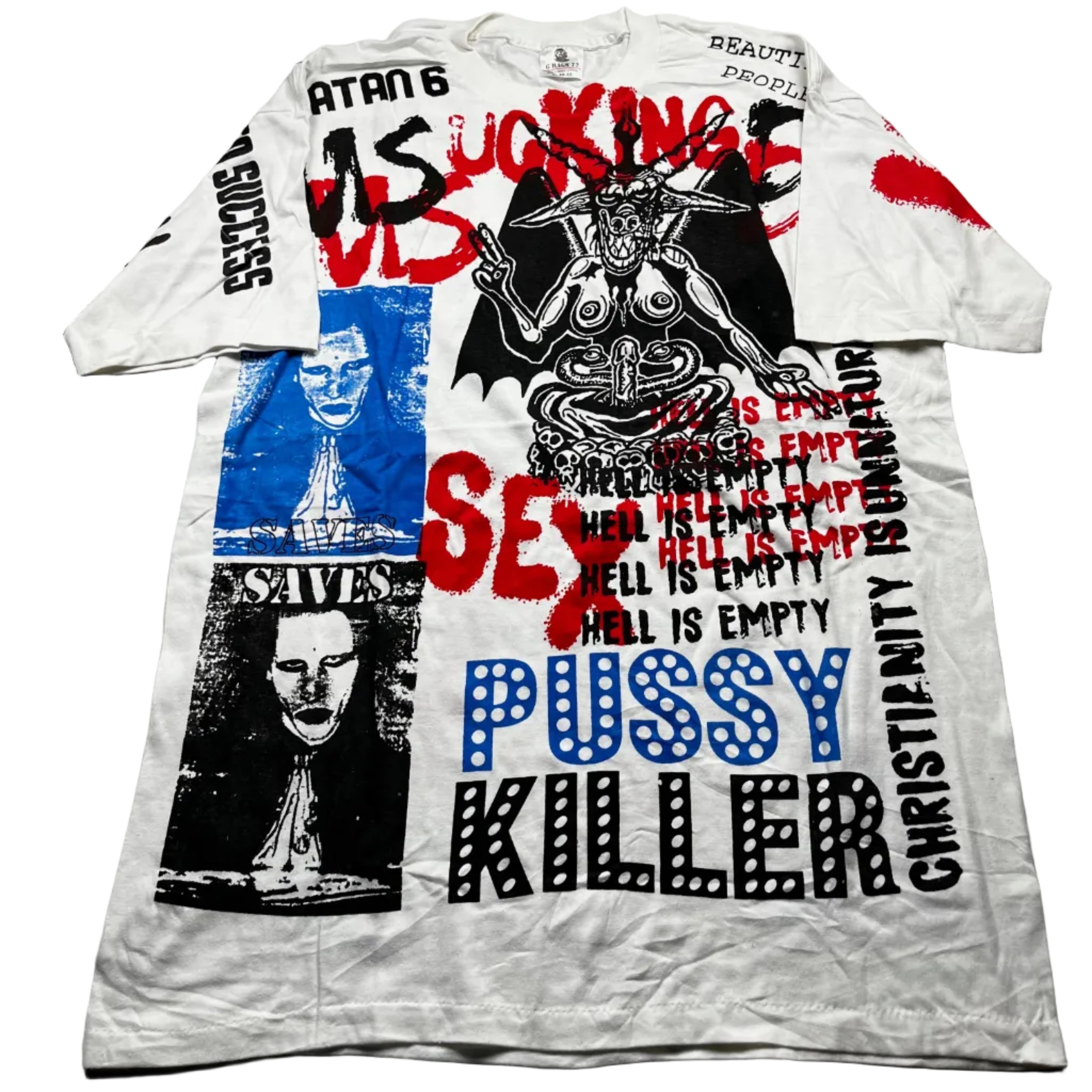 Vintage 1990s Marilyn Manson All Over Print Mosquitohead Style Band T-Shirt