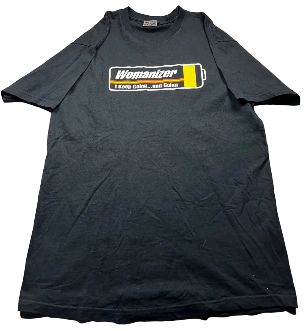 Vintage 1990s Womanizer Battery Parody Graphic T-Shirt
