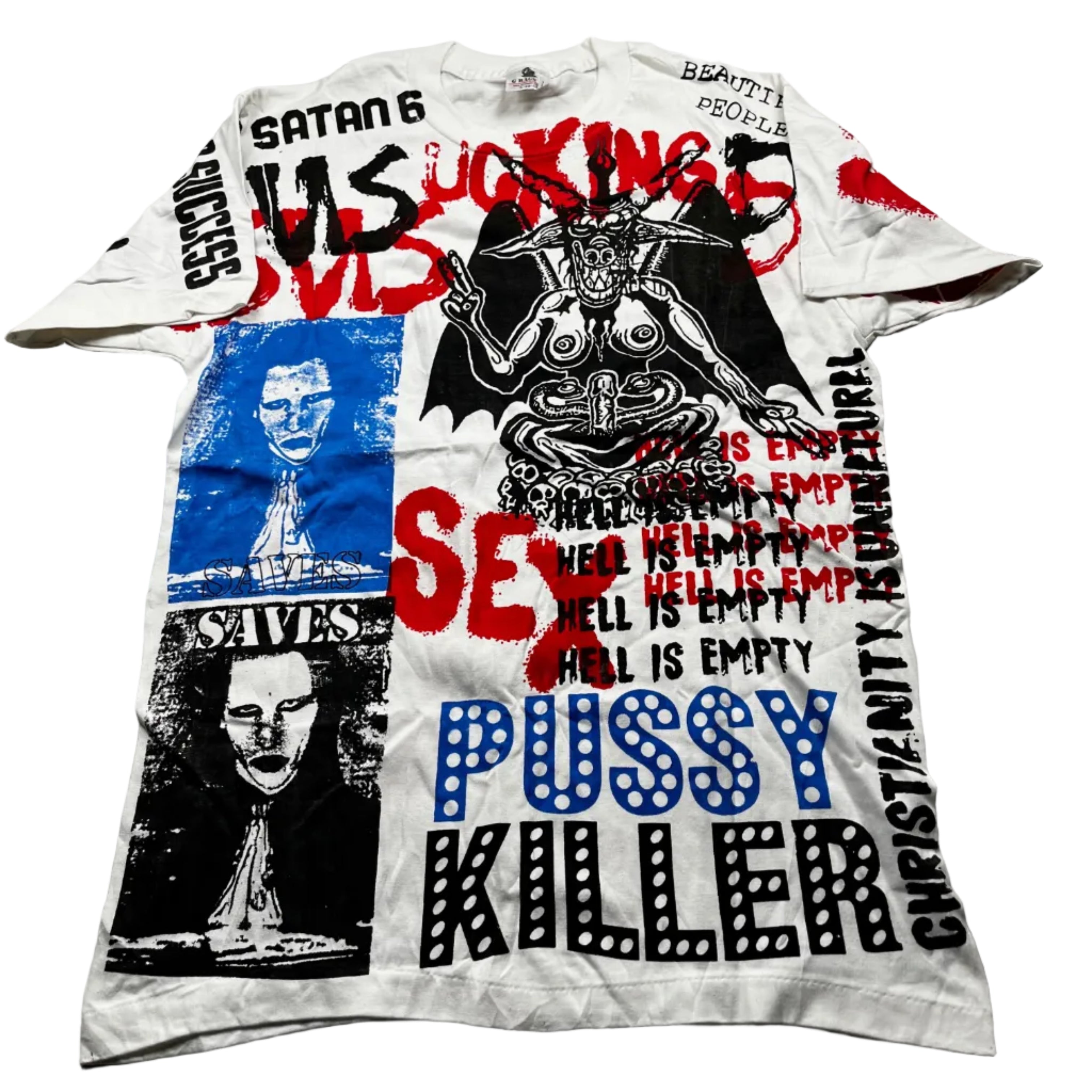 Vintage 1990s Marilyn Manson All Over Print Mosquitohead Style Band T-Shirt