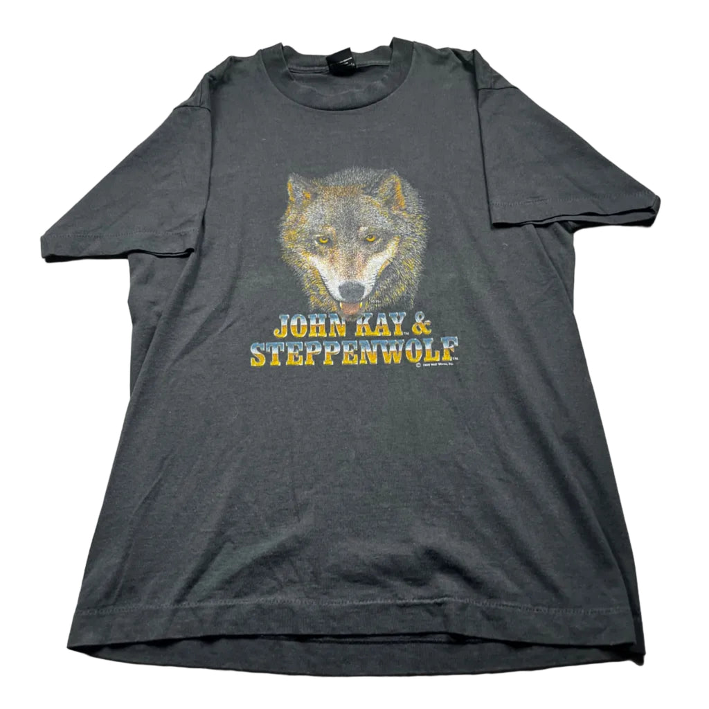 Vintage John Kay and Steppenwolf Wolf Graphic T-Shirt Black