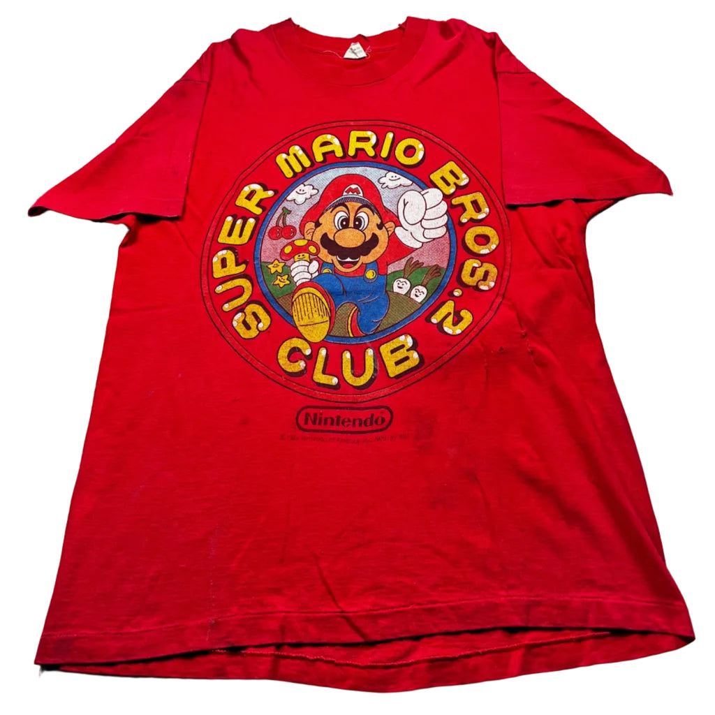 Vintage 1988 Nintendo Super Mario Bros 2 Club T-Shirt Red