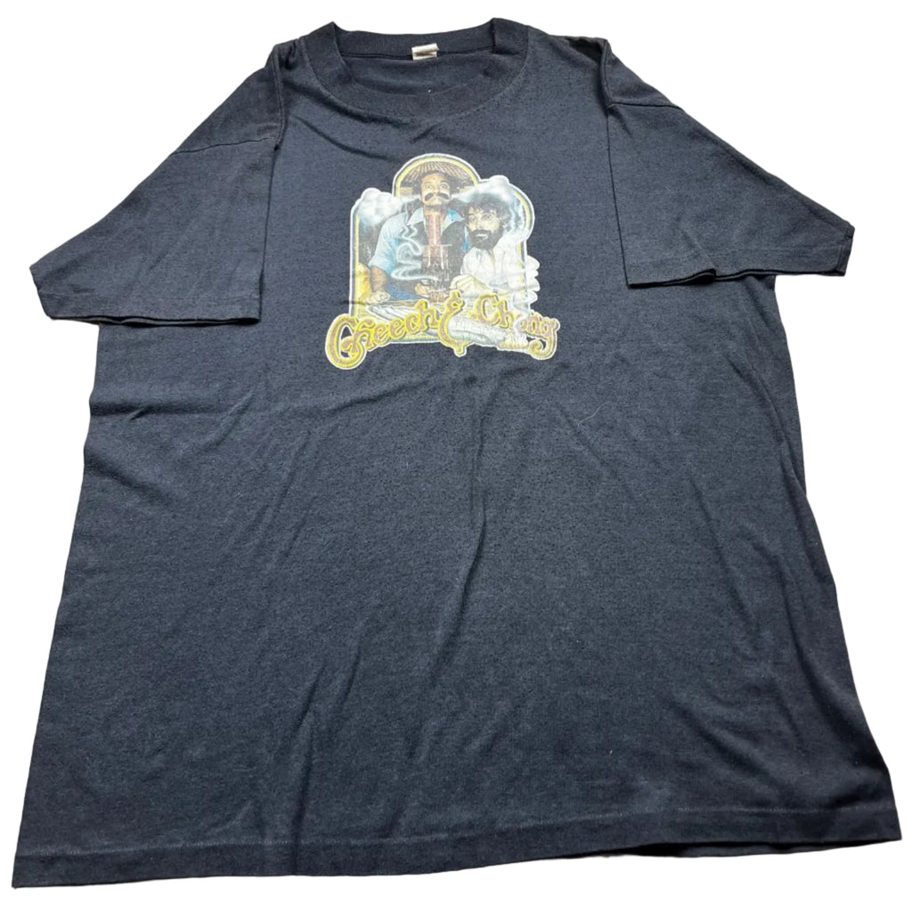 Vintage 70s Cheech and Chong Comedy Graphic T-Shirt Black