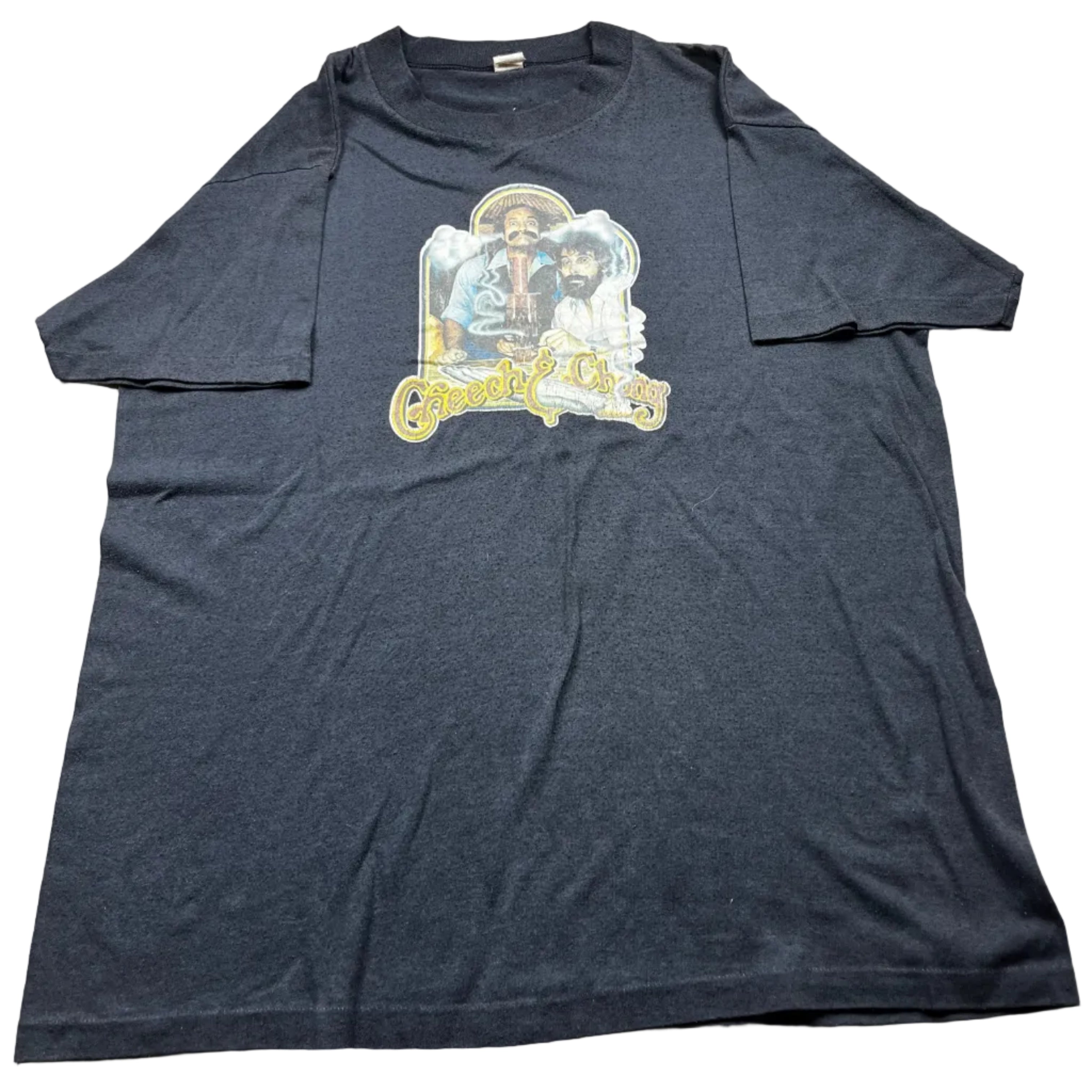 Vintage 70s Cheech and Chong Comedy Graphic T-Shirt Black