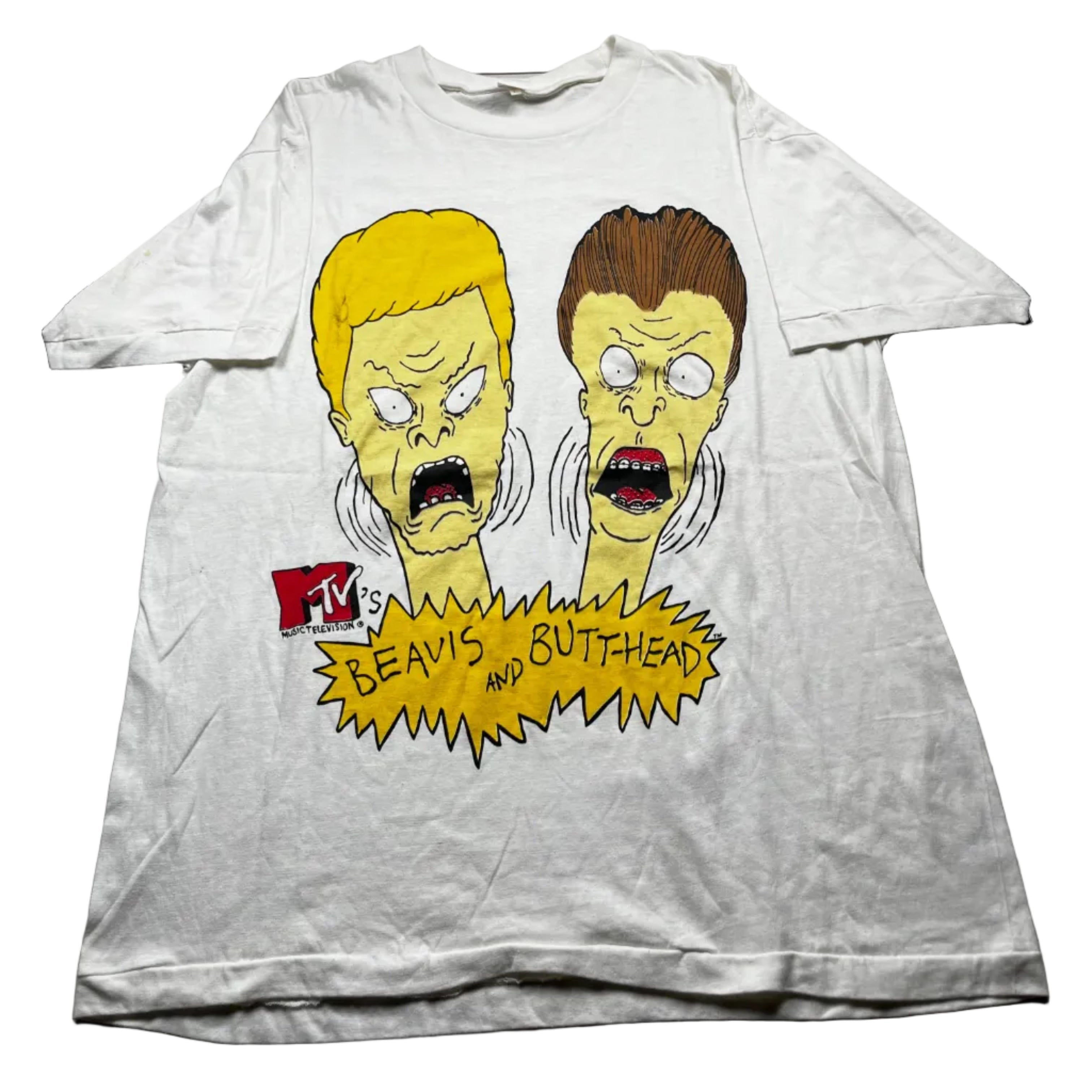 Vintage MTV Beavis and Butt-Head Character Graphic T-Shirt White