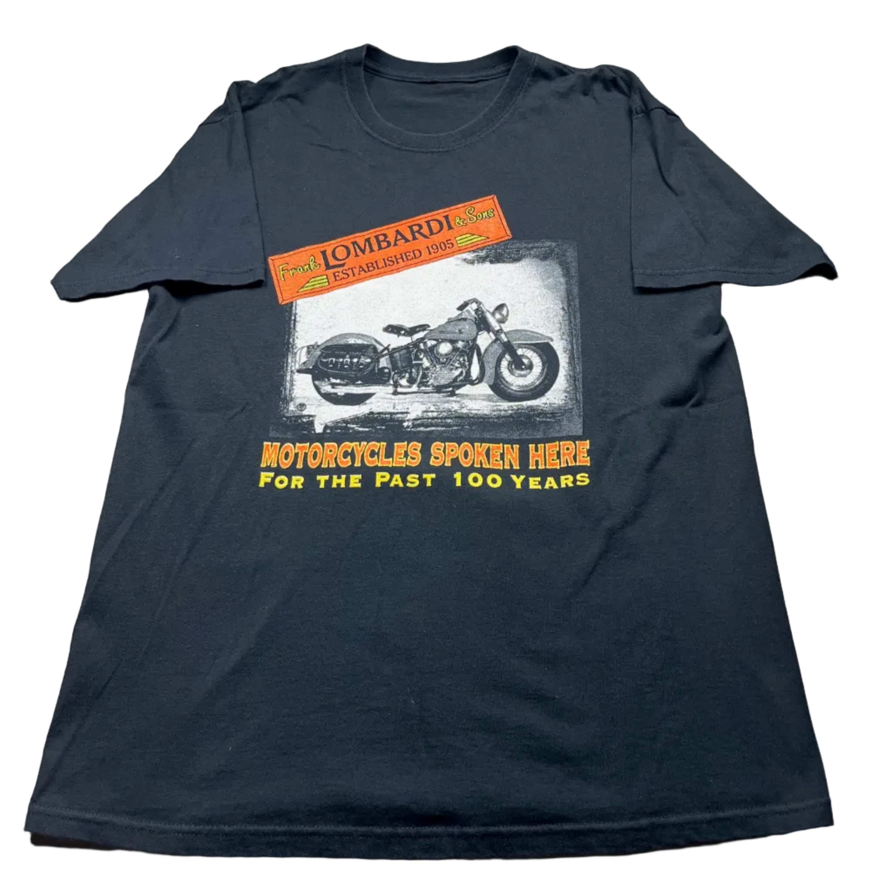 Vintage Frank Lombardi & Sons Motorcycle T-Shirt Black