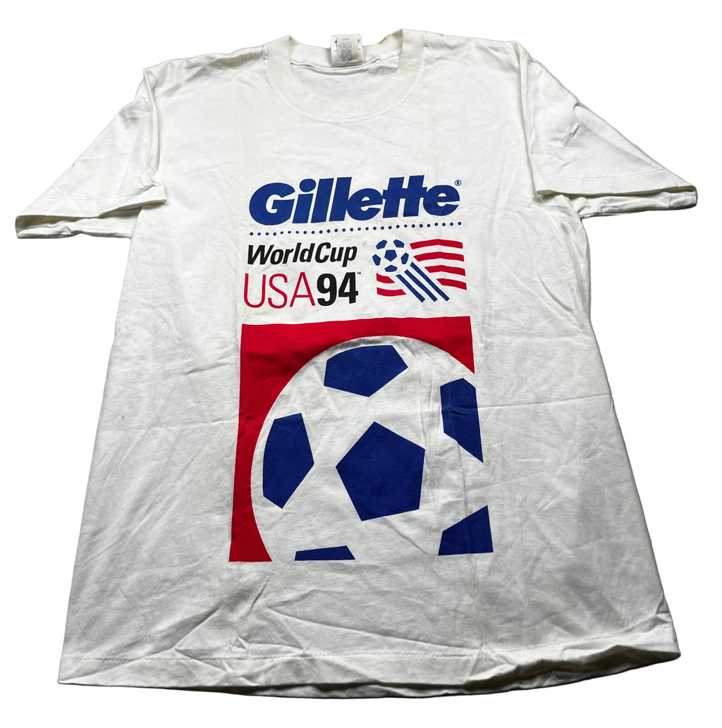 Vintage Gillette World Cup USA 1994 Soccer Graphic T-Shirt White