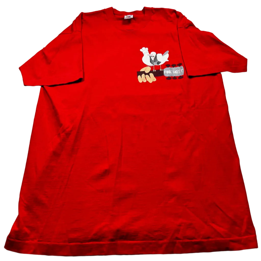 Vintage WoodStock Fine Host Chef Bird Graphic T-Shirt Red