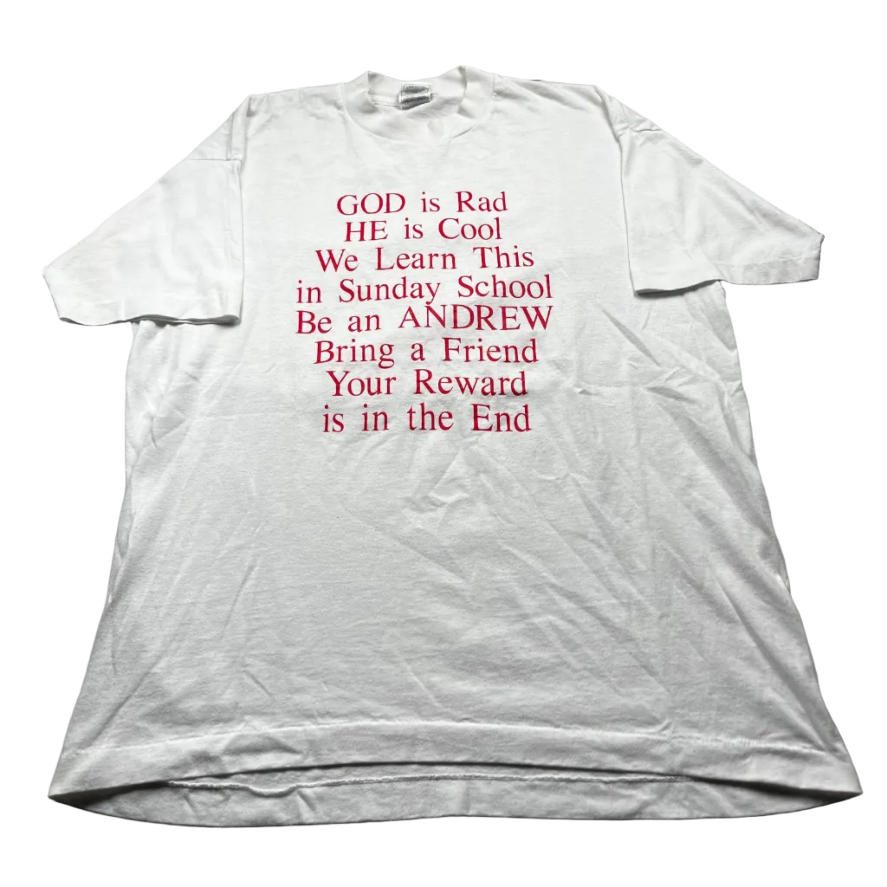 Vintage God is Rad Sunday School Graphic T-Shirt White
