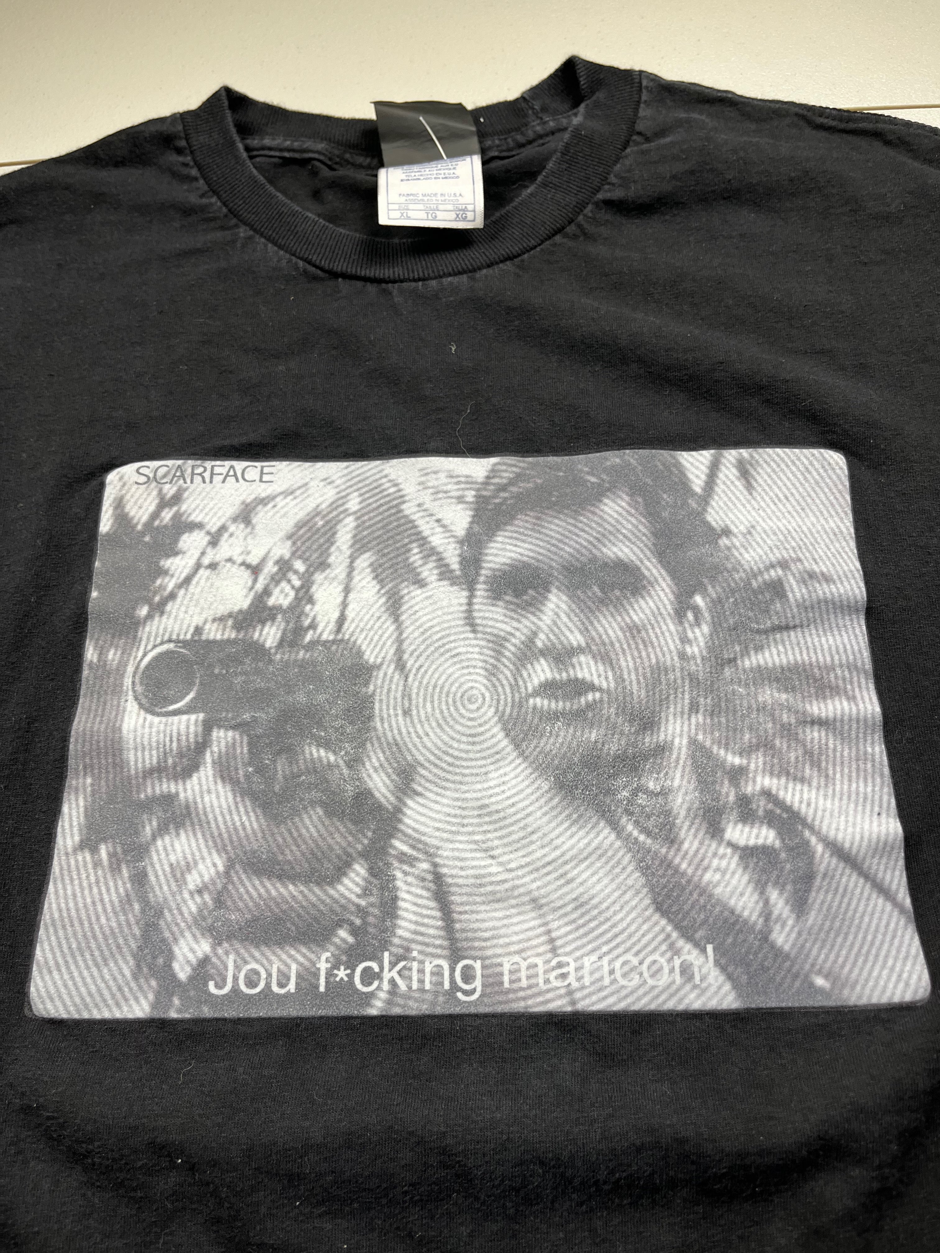 Modern Scarface Tony Montana Movie Scene Halftone Graphic T-Shirt Black