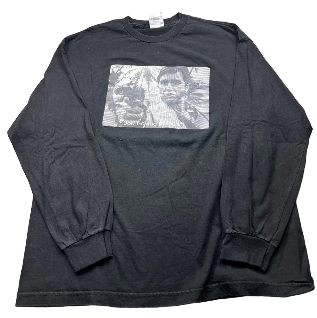 Modern Scarface Tony Montana Movie Scene Halftone Graphic T-Shirt Black