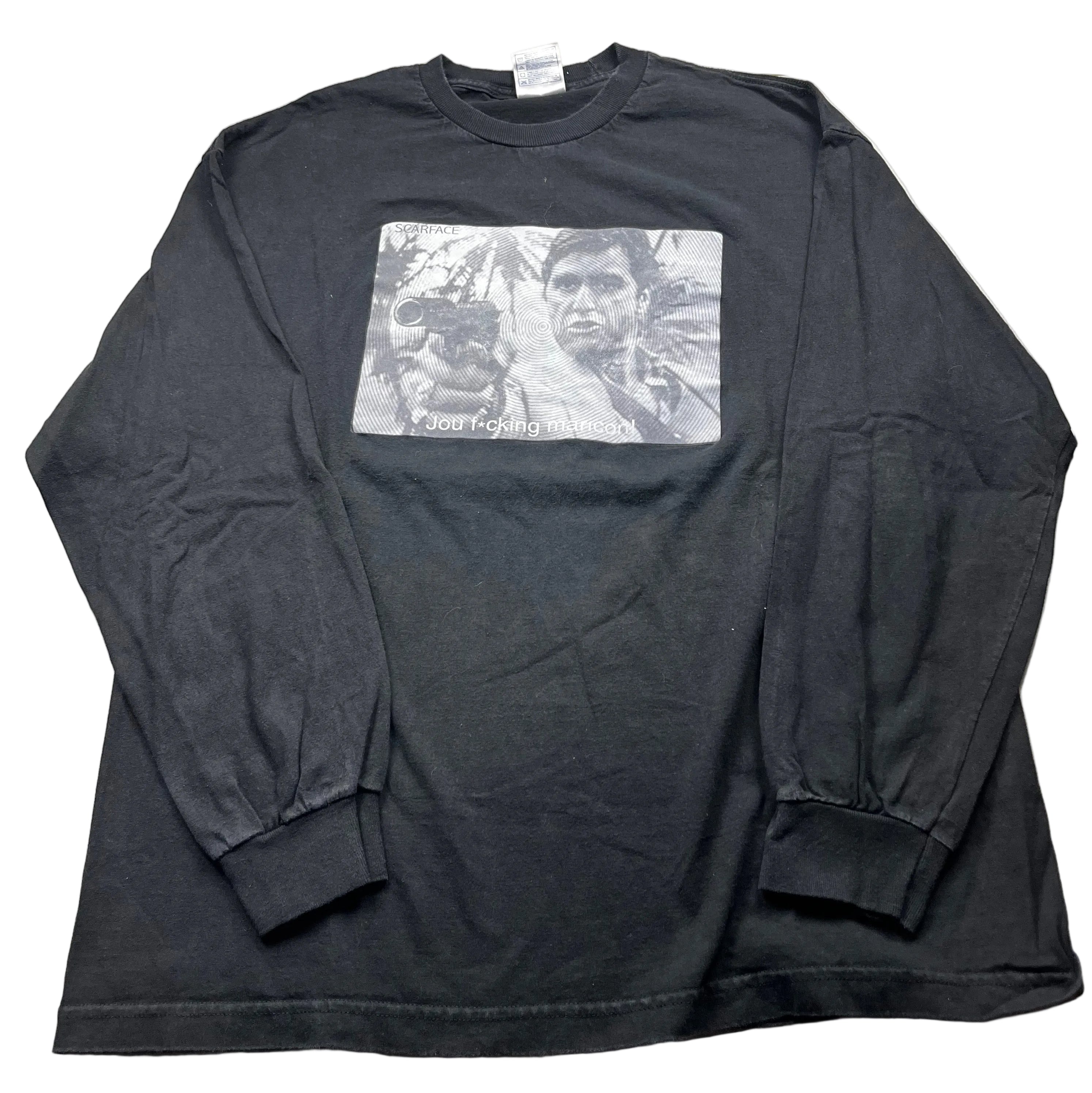 Modern Scarface Tony Montana Movie Scene Halftone Graphic T-Shirt Black