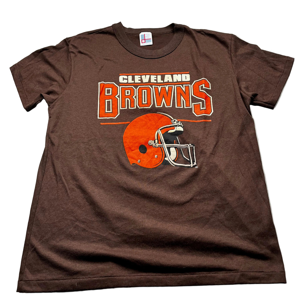 Vintage Cleveland Browns NFL Football Helmet Logo T-Shirt Brown