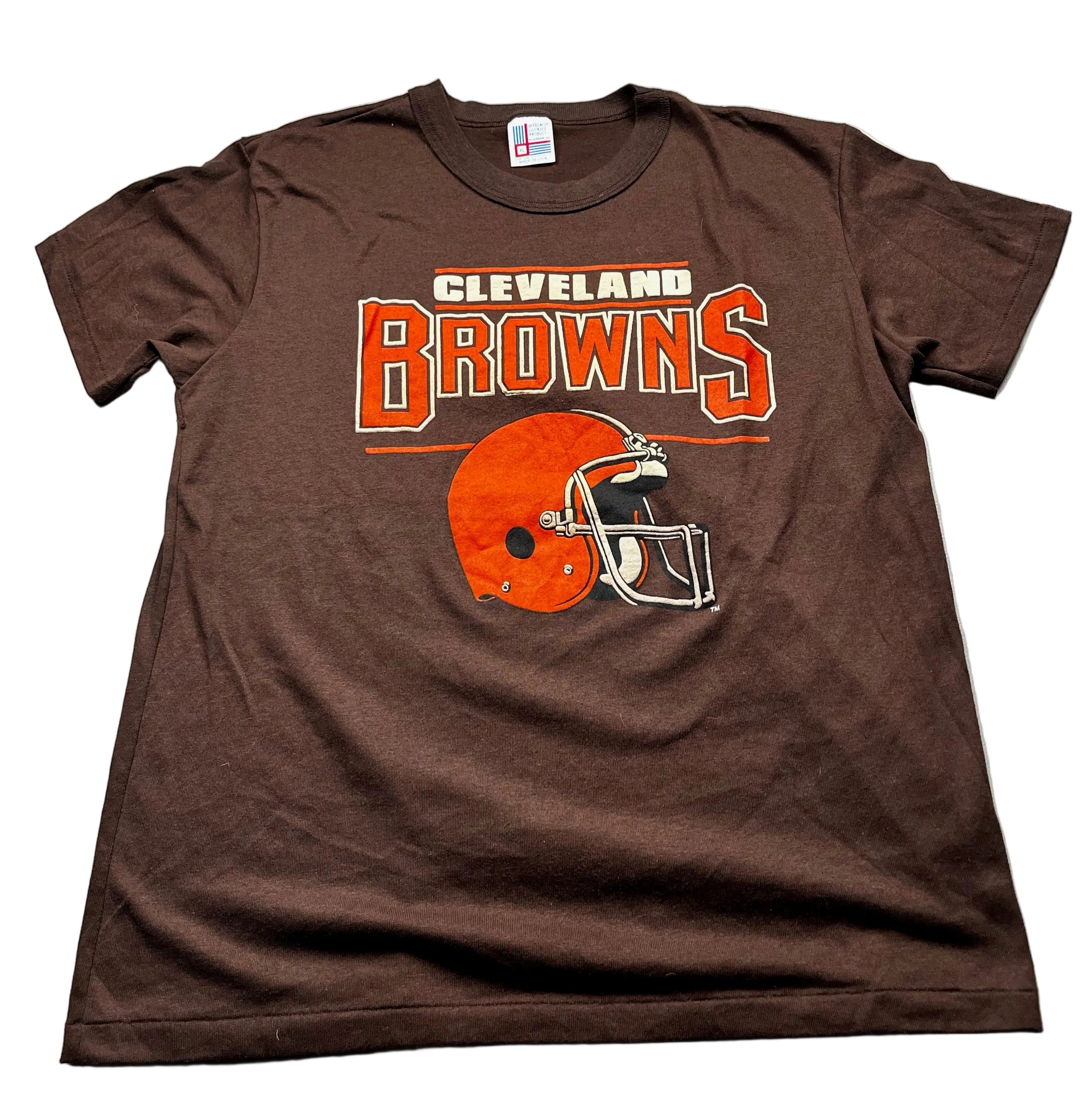 Vintage Cleveland Browns NFL Football Helmet Logo T-Shirt Brown