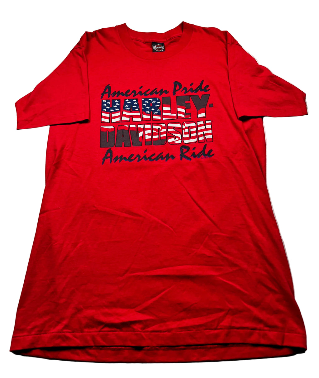 Vintage Harley-Davidson American Pride Graphic T-Shirt Red