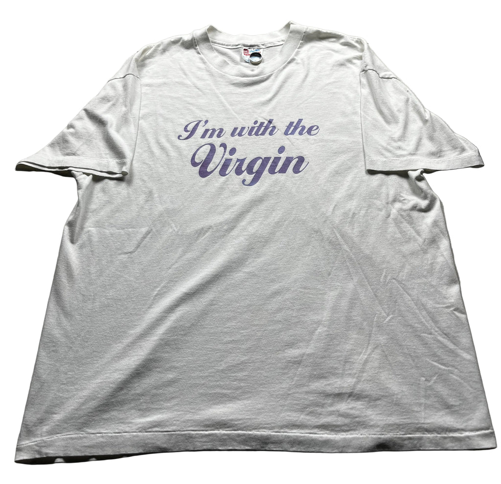 Vintage I'm With The Virgin Novelty T-Shirt White