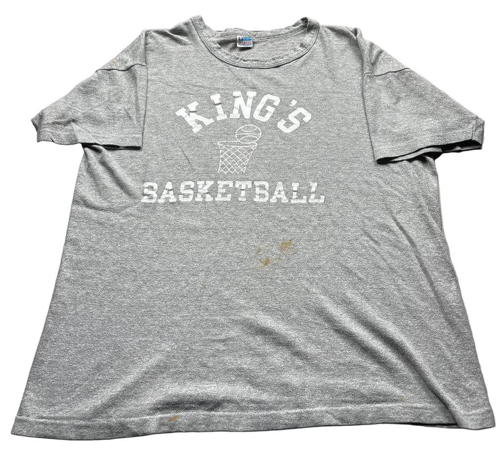 Vintage King's Basketball Graphic T-Shirt Grey