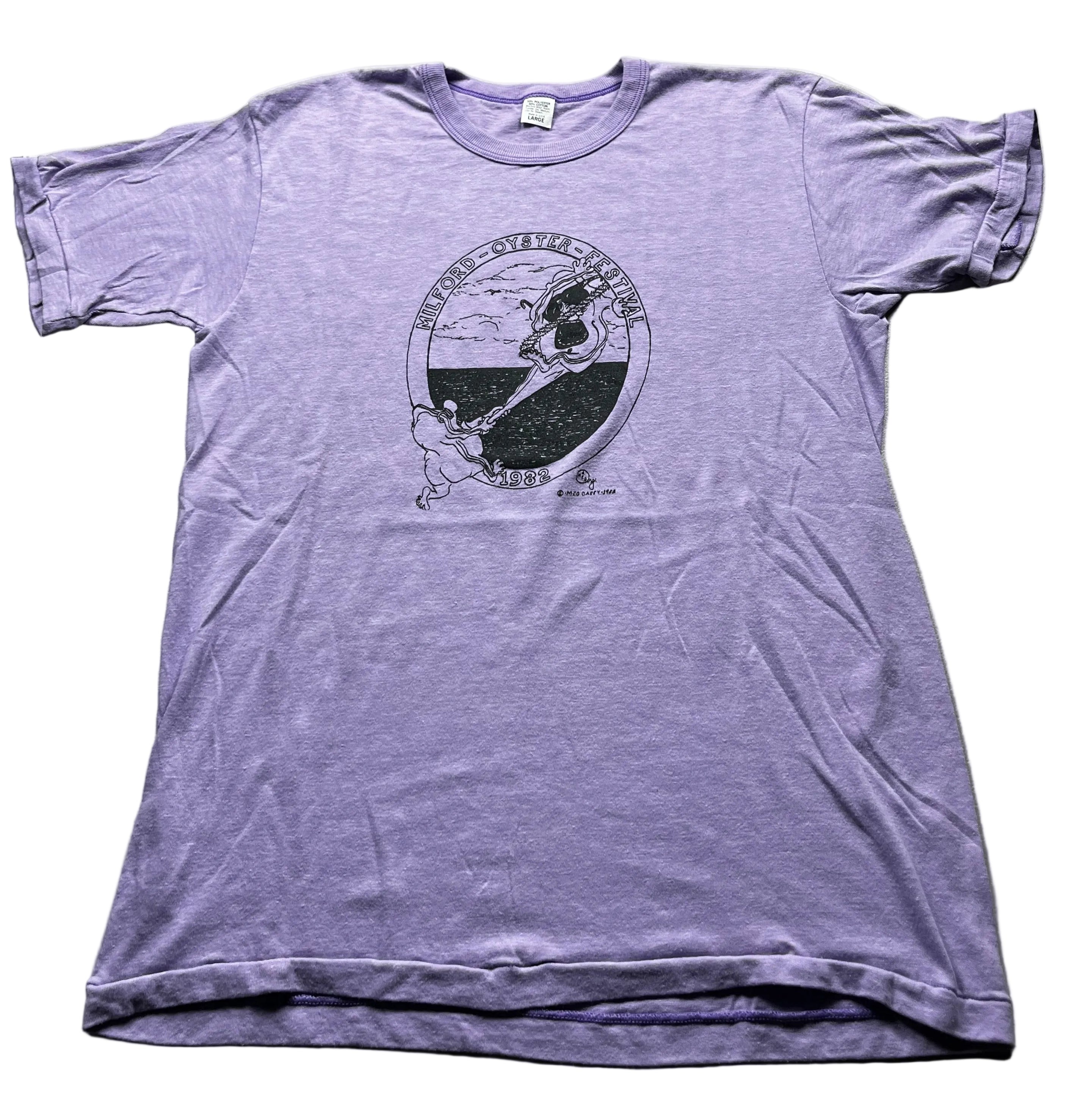 Vintage 1983 Milford Oyster Festival Graphic T-Shirt Purple