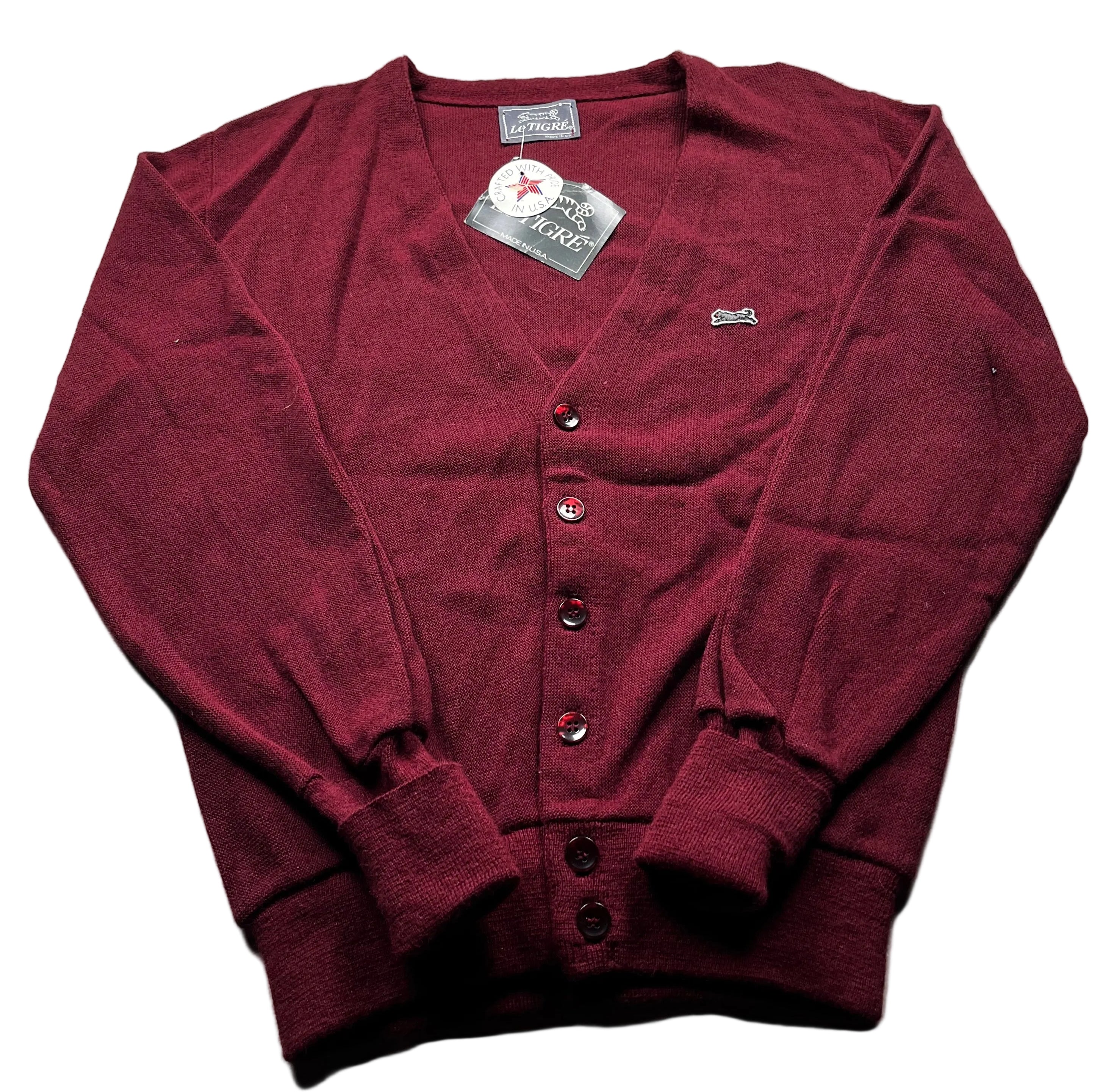 Vintage Le Tigre Knit Cardigan Sweater Burgundy
