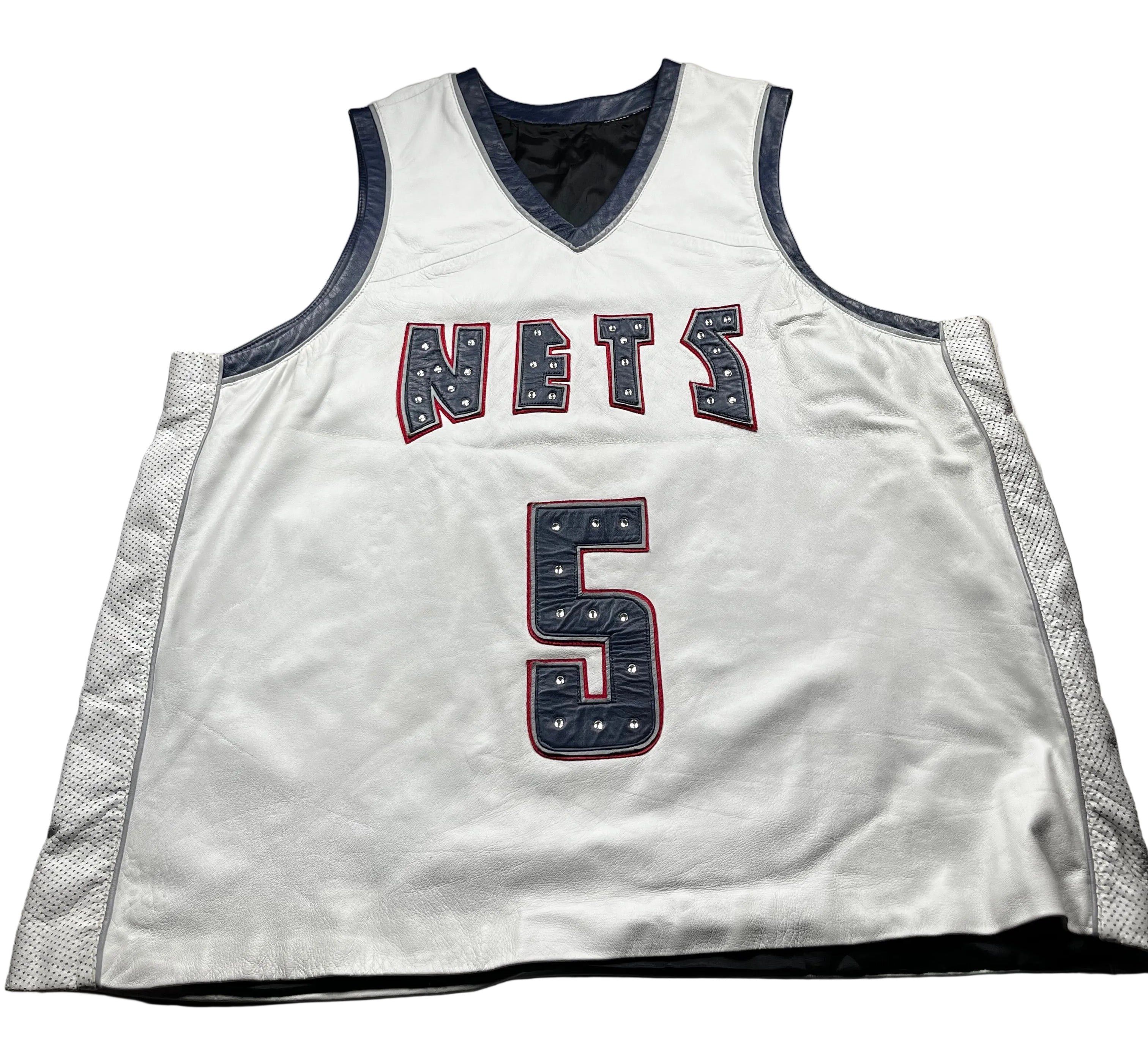 Vintage New Jersey Nets Jason Kidd Faux Leather Basketball Jersey
