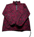 Vintage L.L.Bean Red and Black Abstract Pattern Fleece Snap-Pullover
