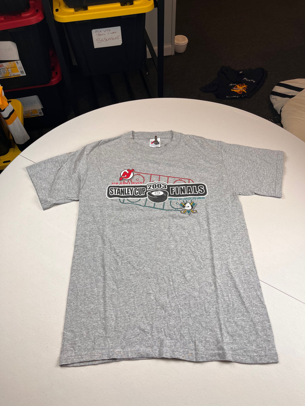 Vintage 2003 NHL Stanley Cup Finals Devils vs Mighty Ducks Graphic T-Shirt