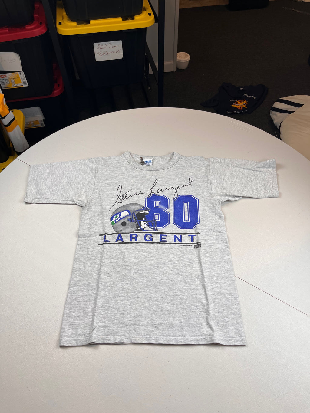 Vintage 80s Steve Largent Seattle Seahawks Nutmeg Graphic T-Shirt