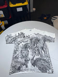 Vintage 90s Liquid Blue Safari African Wildlife All Over Print T-Shirt