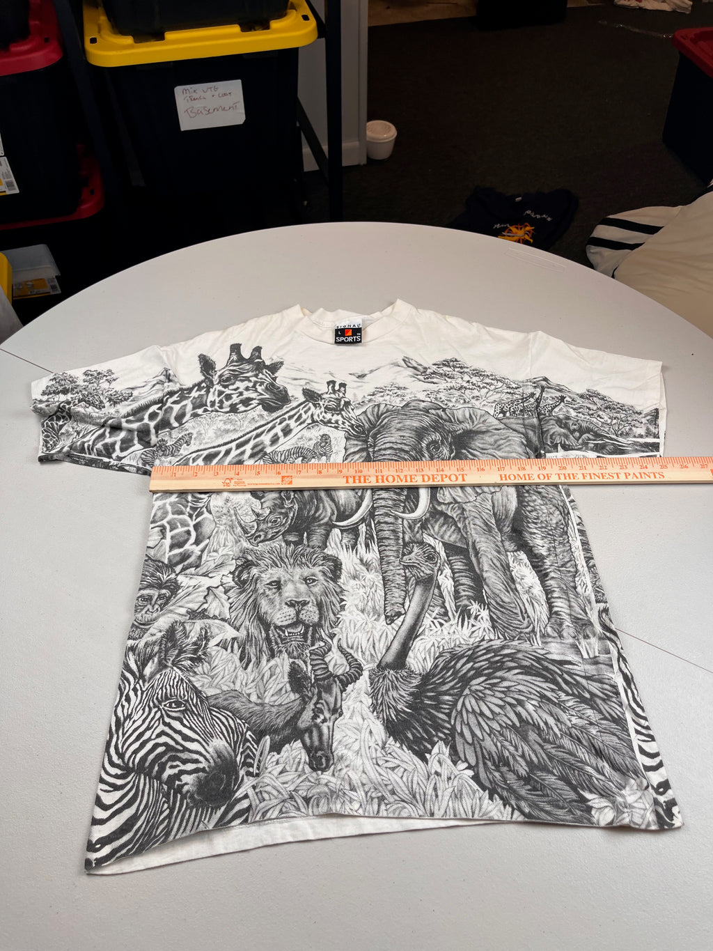 Vintage 90s Liquid Blue Safari African Wildlife All Over Print T-Shirt