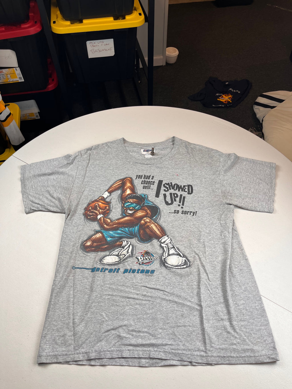 Vintage 90s Detroit Pistons CSA Trash Talk Graphic T-Shirt