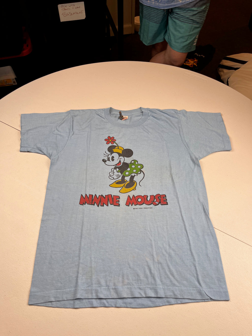 Vintage 70s Walt Disney Productions Minnie Mouse Light Blue T-Shirt