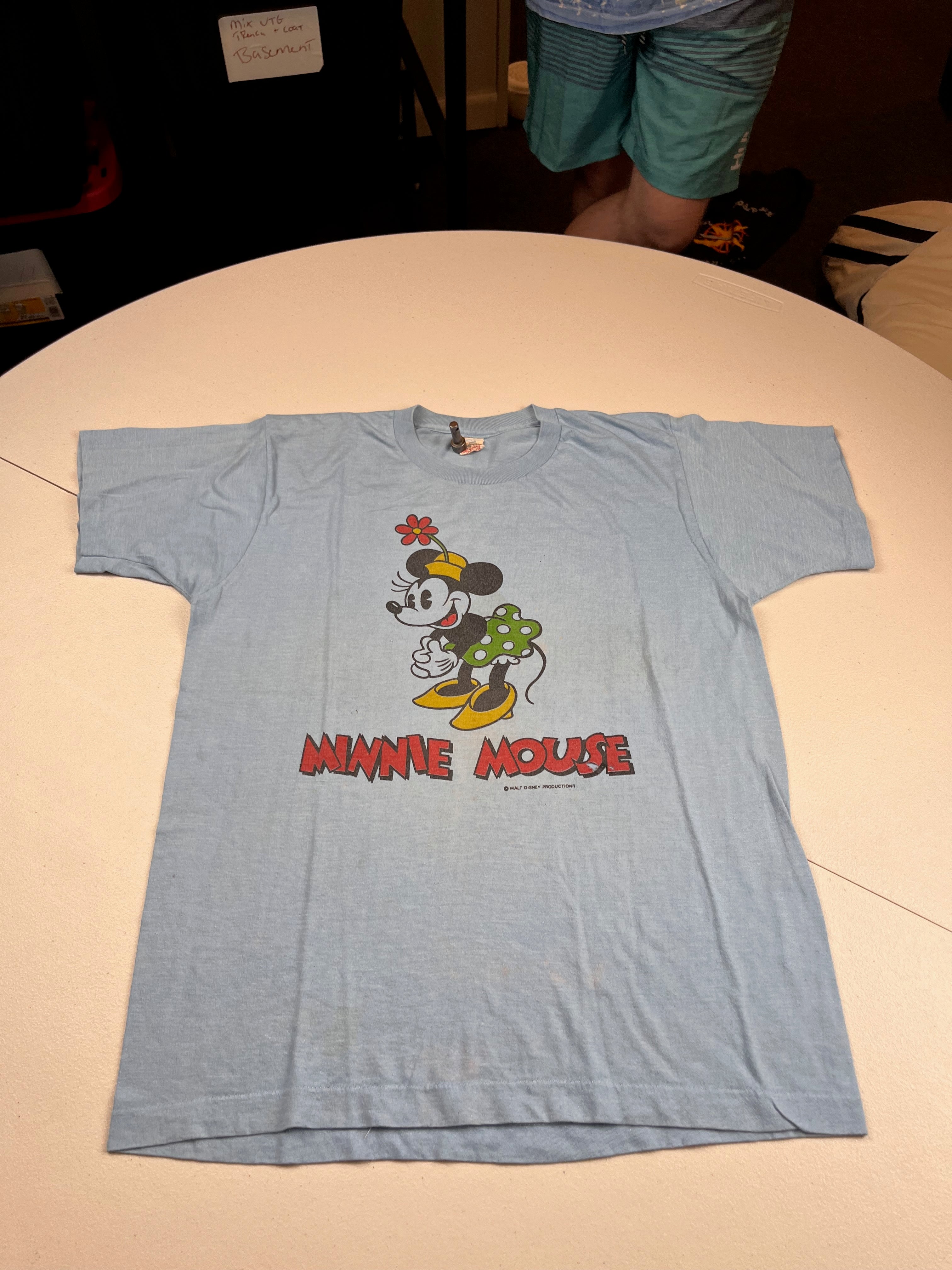 Vintage 70s Walt Disney Productions Minnie Mouse Light Blue T-Shirt
