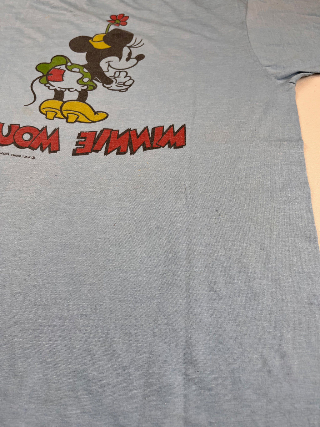 Vintage 70s Walt Disney Productions Minnie Mouse Light Blue T-Shirt