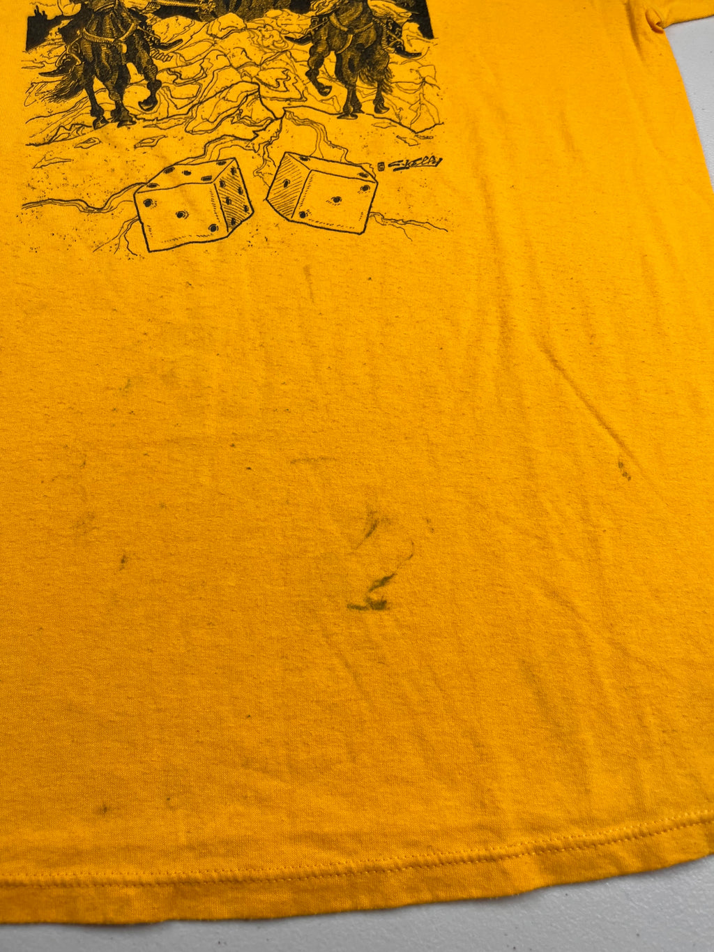 Vintage 90s Hot Tuna Pair A Dice Found Yellow Graphic T-Shirt