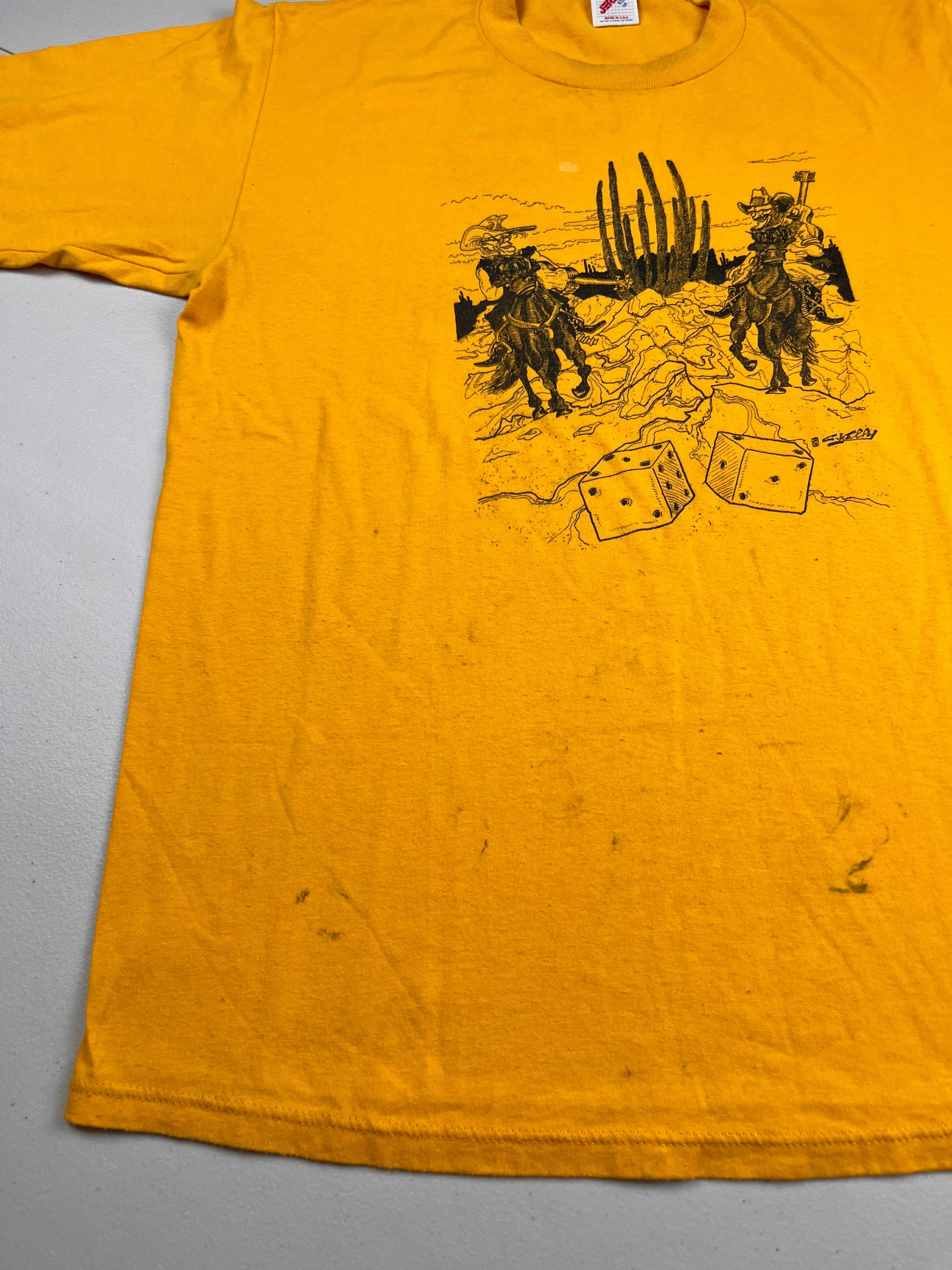 Vintage 90s Hot Tuna Pair A Dice Found Yellow Graphic T-Shirt