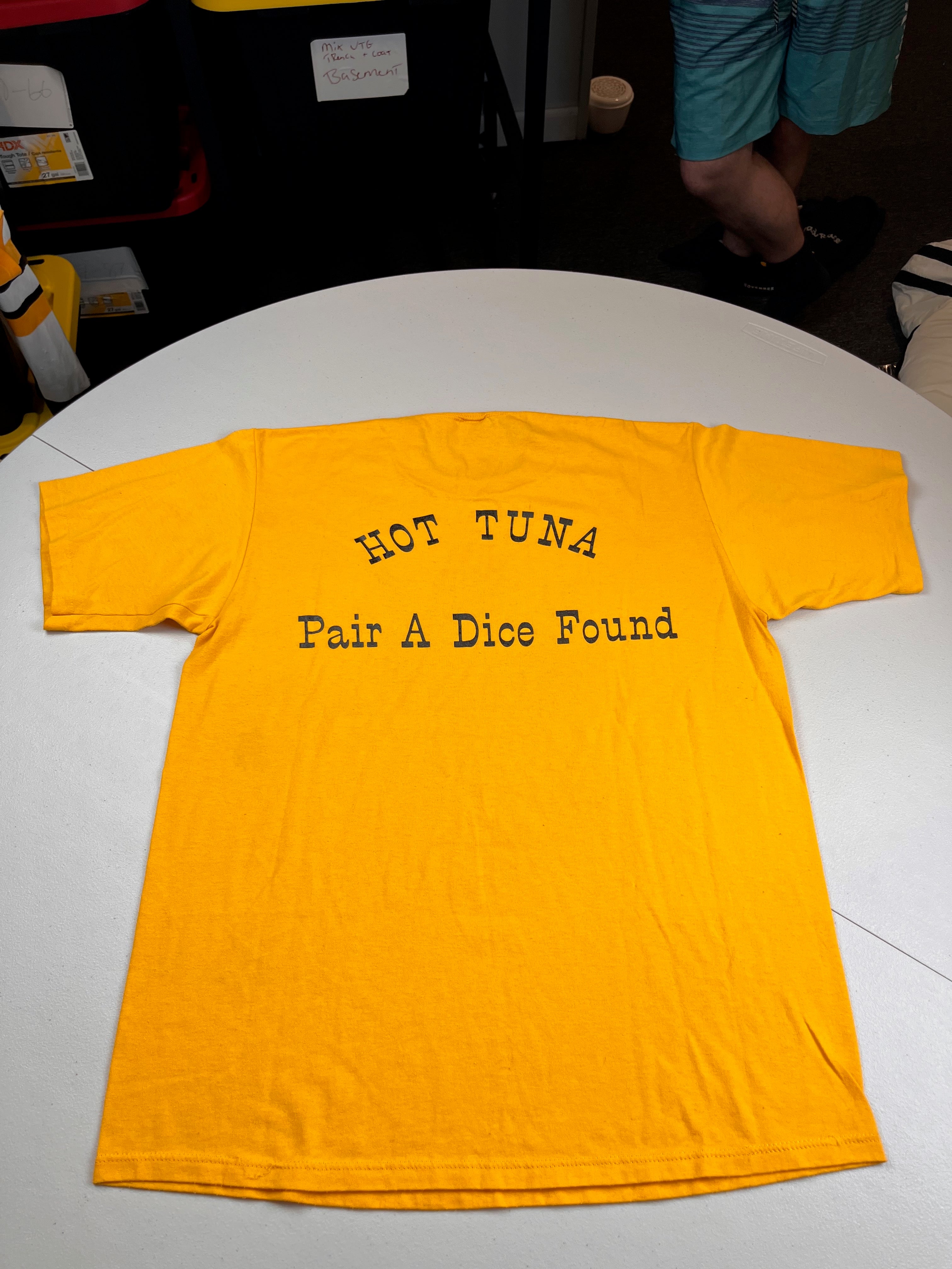 Vintage 90s Hot Tuna Pair A Dice Found Yellow Graphic T-Shirt