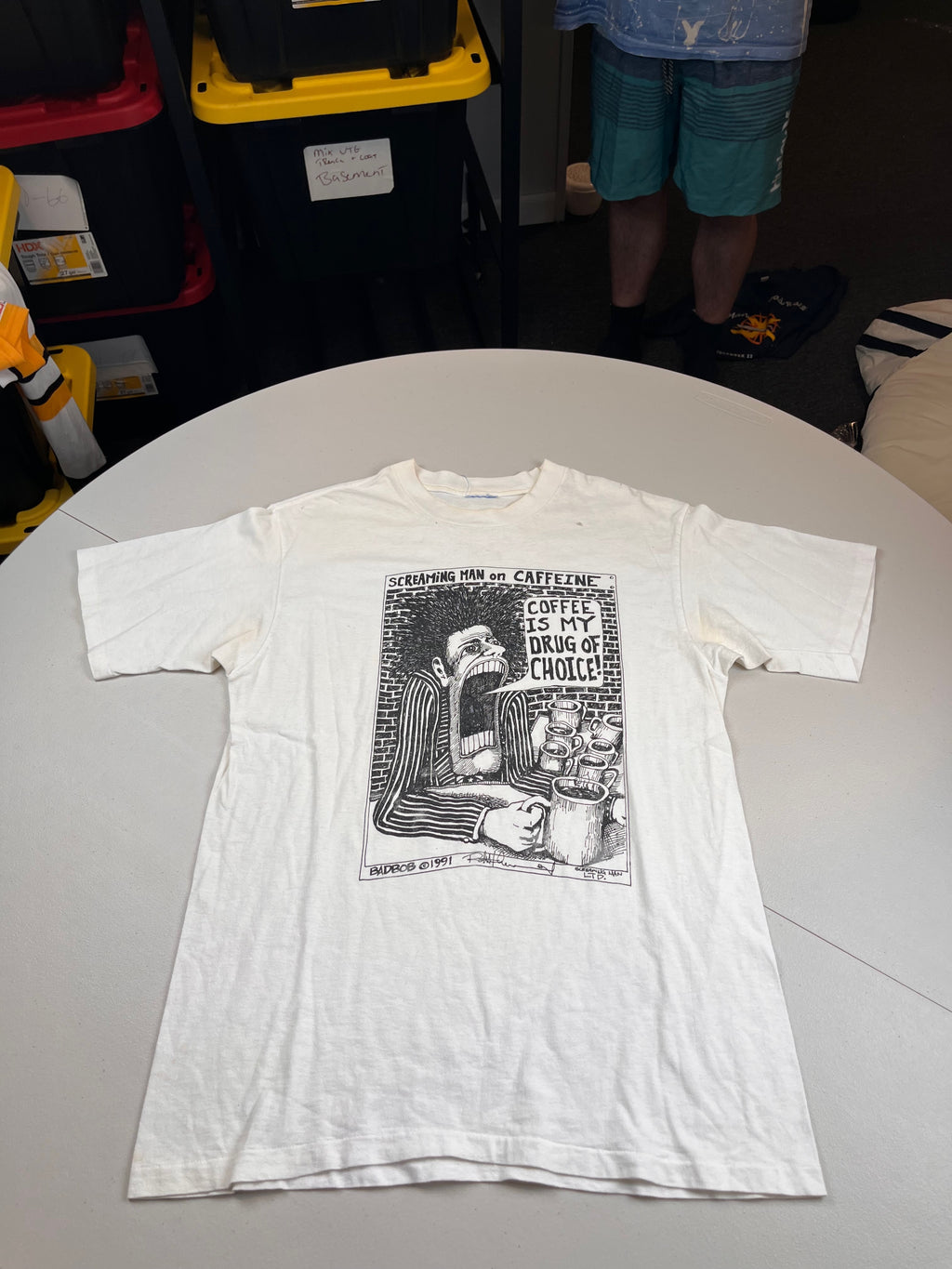 Vintage 1991 Badbob Screaming Man on Caffeine T-Shirt