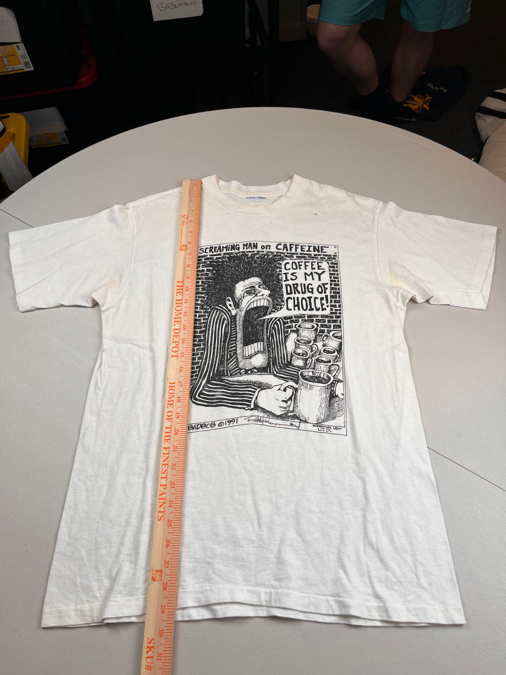 Vintage 1991 Badbob Screaming Man on Caffeine T-Shirt