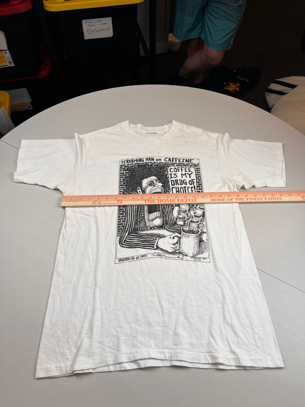 Vintage 1991 Badbob Screaming Man on Caffeine T-Shirt