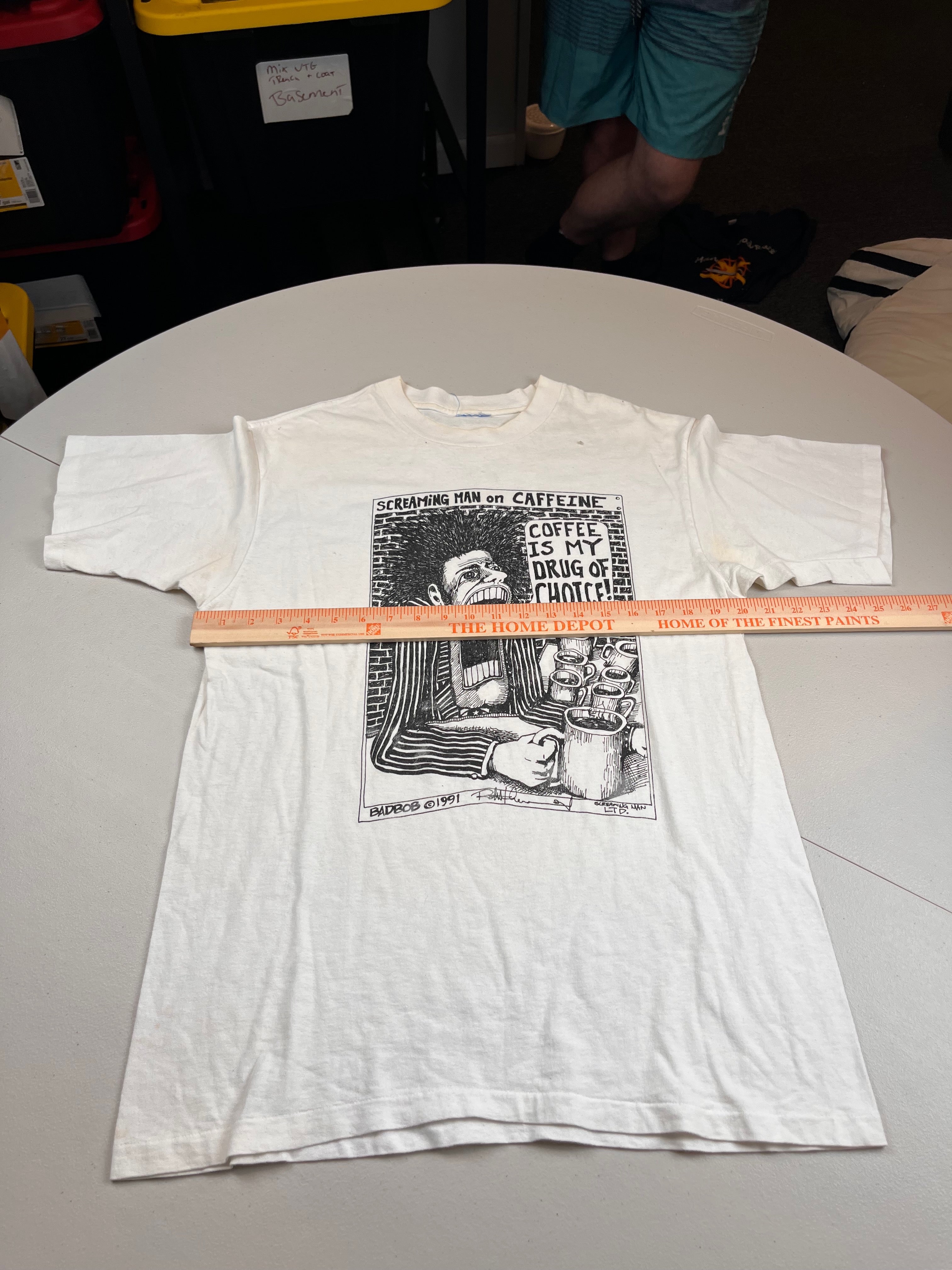 Vintage 1991 Badbob Screaming Man on Caffeine T-Shirt