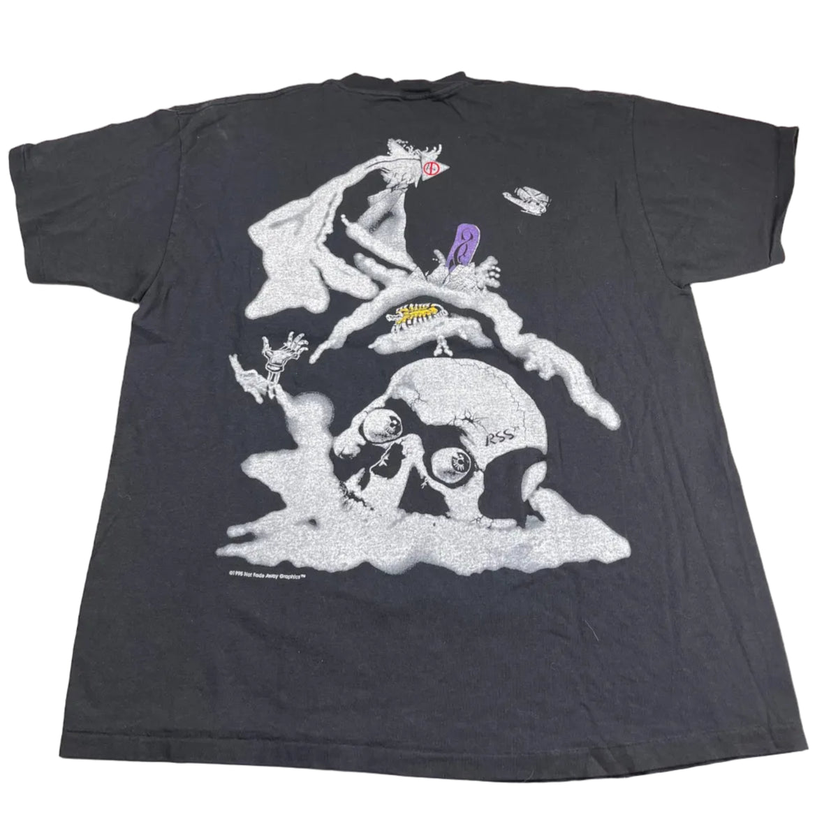 Vintage 1996 Not Fade Away Skateboard Skeleton Graphic T-Shirt