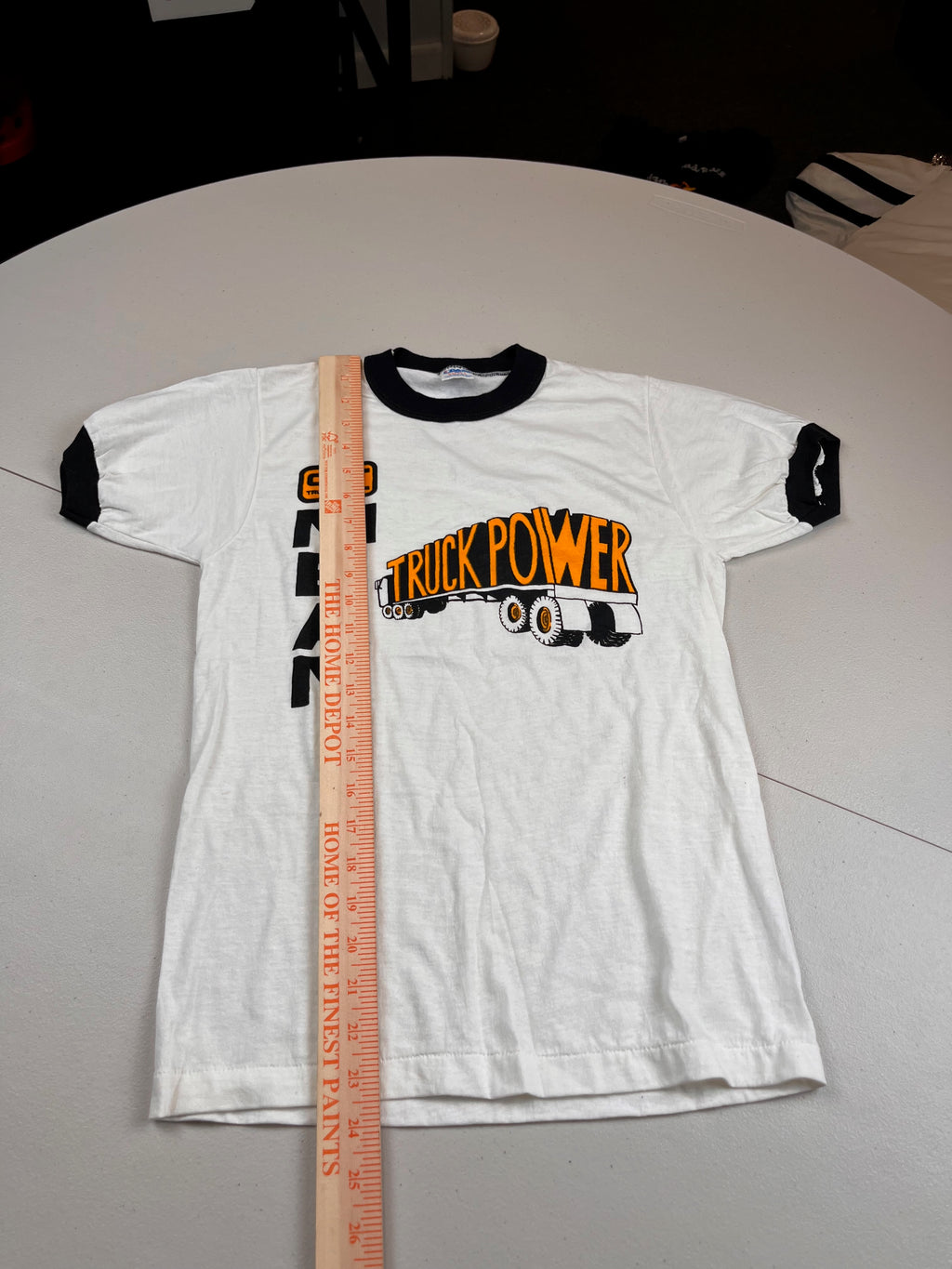 Vintage CAT Mean Truck Power Ringer T-Shirt White/Black
