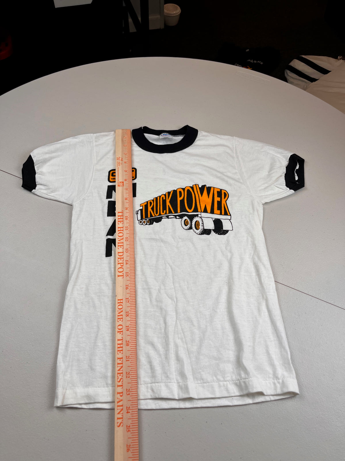 Vintage CAT Mean Truck Power Ringer T-Shirt White/Black