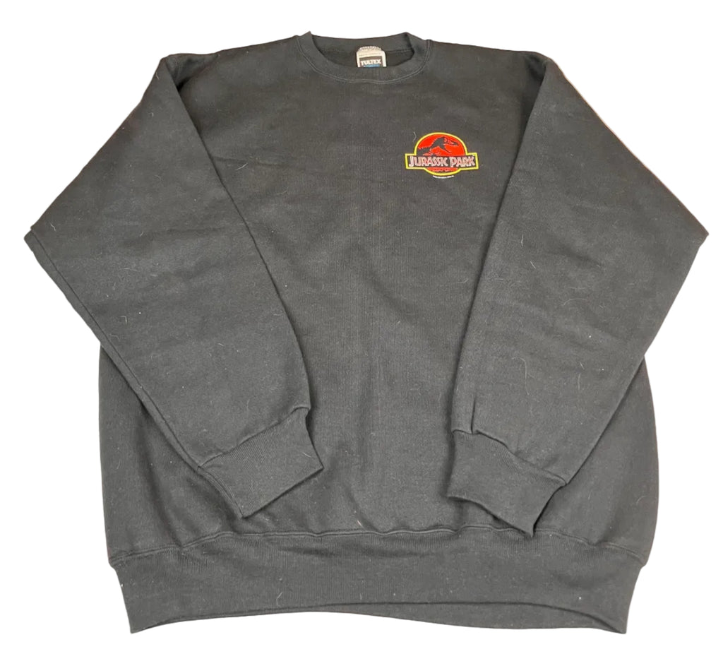 Vintage Jurassic Park Movie Logo Black Crewneck Sweatshirt