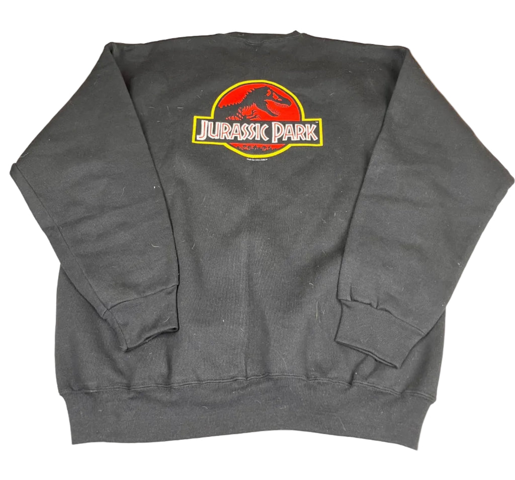 Vintage Jurassic Park Movie Logo Black Crewneck Sweatshirt