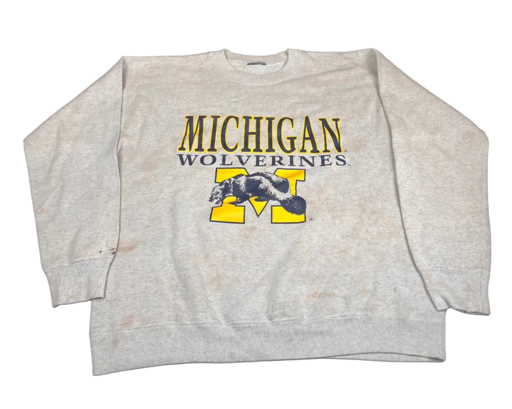 Vintage Michigan Wolverines Logo Graphic Crewneck Sweatshirt