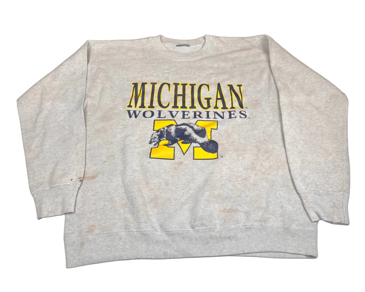 Vintage Michigan Wolverines Logo Graphic Crewneck Sweatshirt