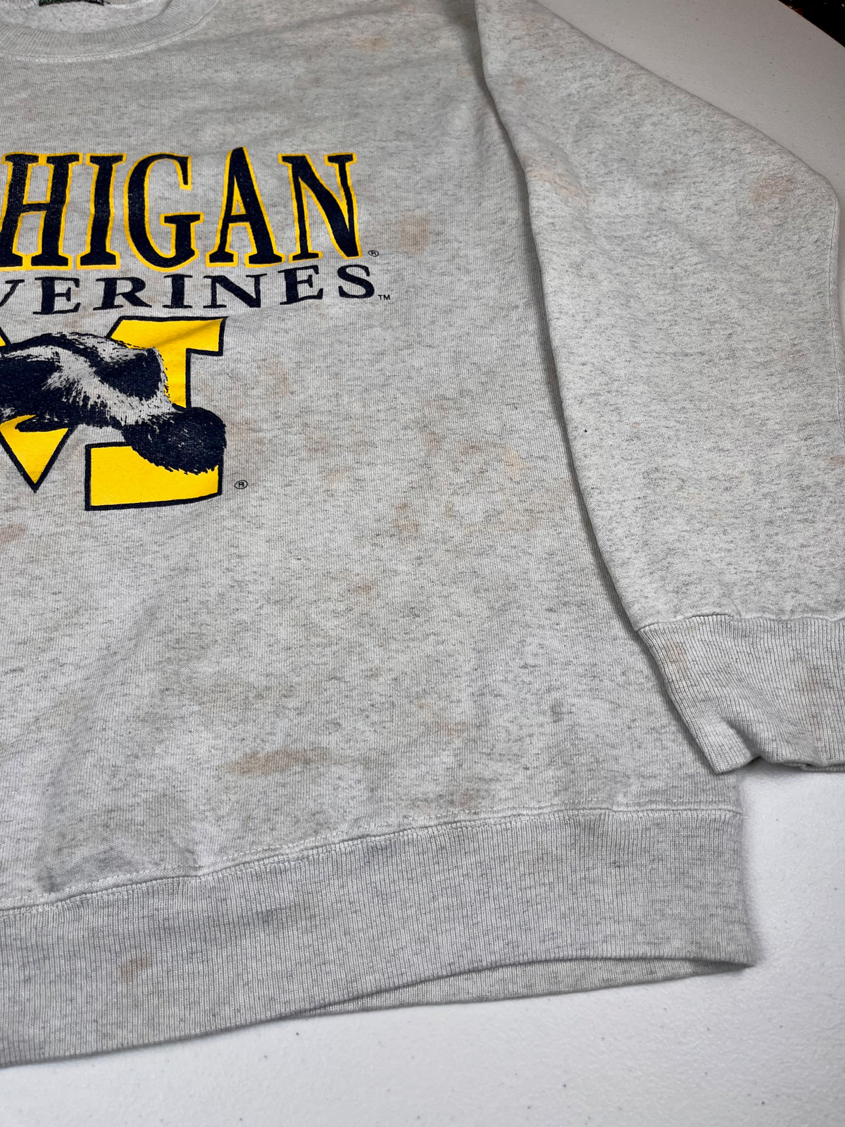 Vintage Michigan Wolverines Logo Graphic Crewneck Sweatshirt