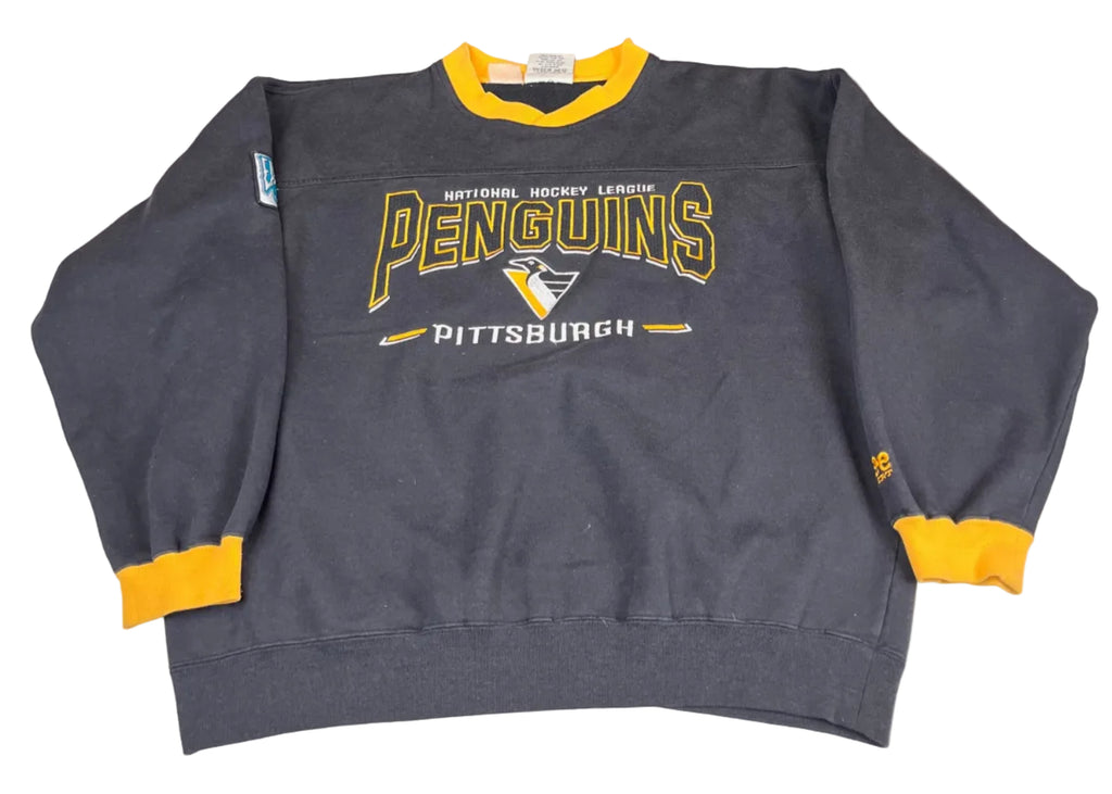Vintage Pittsburgh Penguins NHL Graphic Crewneck Sweatshirt Black/Yellow
