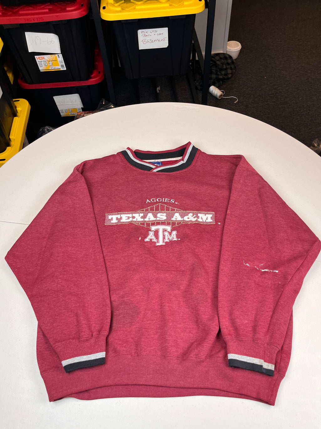 Vintage Texas A&M Aggies Striped Trim Sweatshirt Maroon